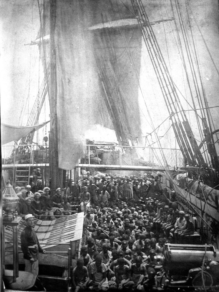 Schiavi dell’Africa orientale liberati dalla HMS Daphne al largo di Zanzibar nel 1868