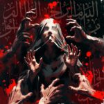 Pittura drammatica che rappresenta l'oppressione e la violenza sessuale sulle prigioniere di guerra nell'Islam