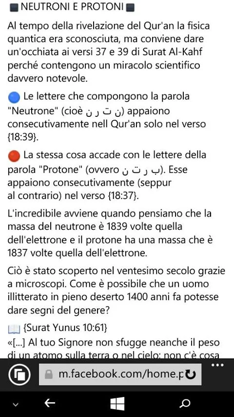 Corano e pseudoscienza: falso miracolo scientifico del neurone, protone e neutrone