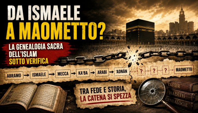 Da Ismaele a Maometto: genealogia islamica con il collegamento fra ʿAdnān e Ismaele rappresentato come una catena spezzata