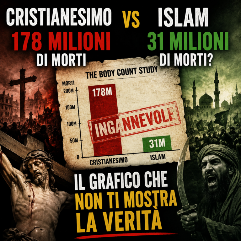 Grafico Body Count che attribuisce 178 milioni di morti alla civiltà cristiana e 31 milioni a quella islamica, analizzato criticamente nell’articolo di Islamicamentando.
