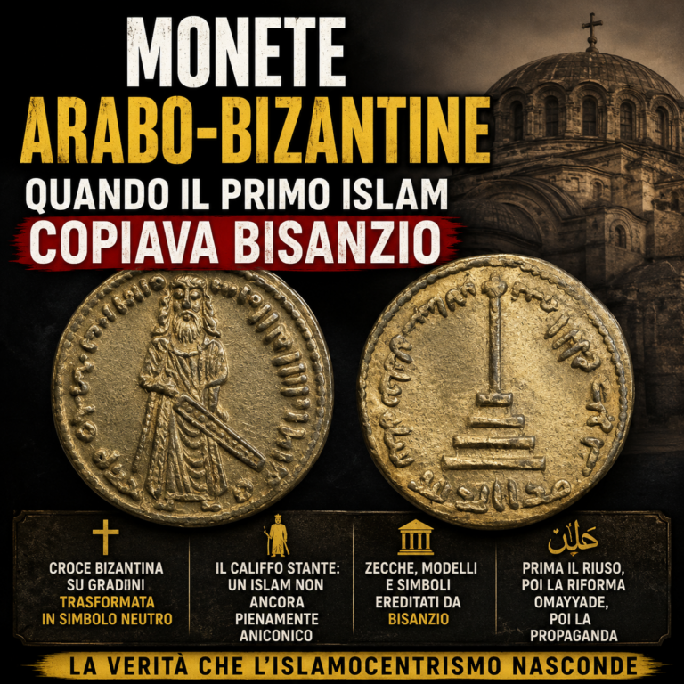 Monete arabo-bizantine e primo Islam tra califfo stante, croce bizantina su gradini e riuso dei modelli di Bisanzio